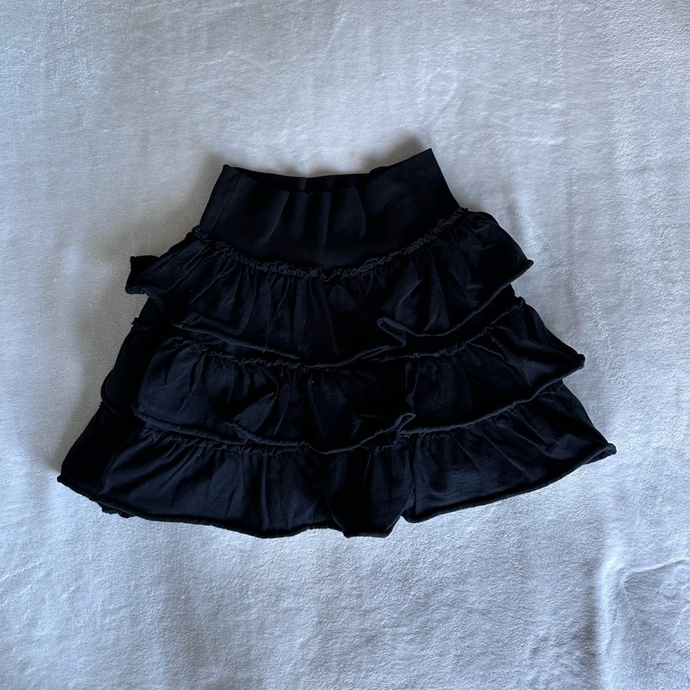 black ruffle mini skirt
